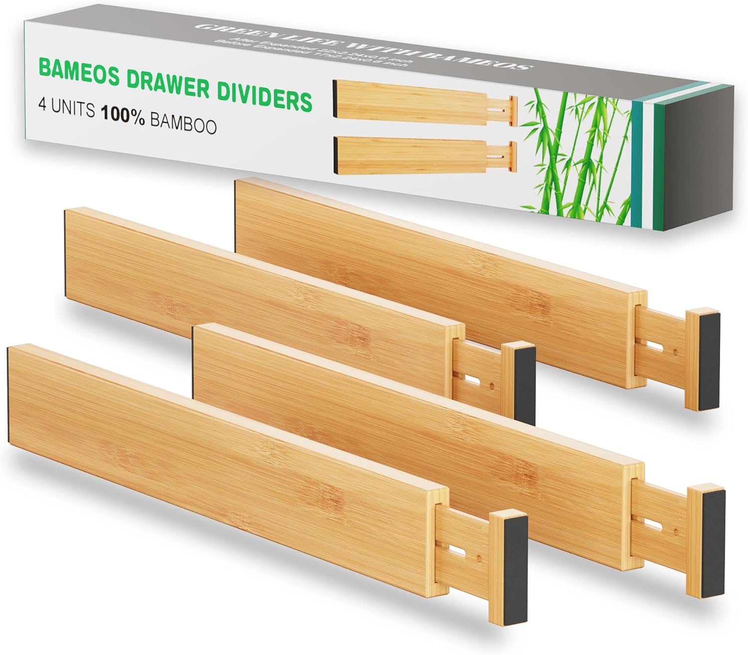 Bamboo Drawer Dividers Set of 4