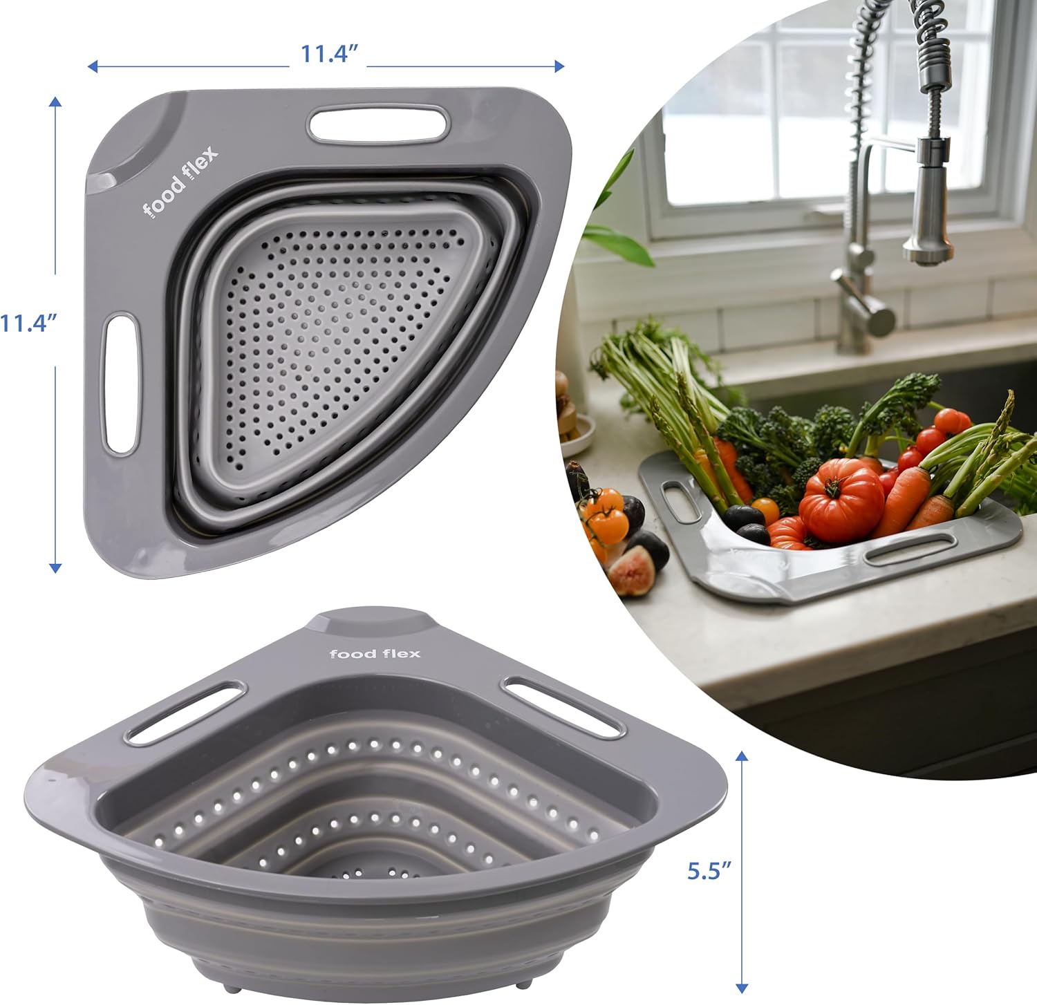 Over-the-Sink Colander Strainer