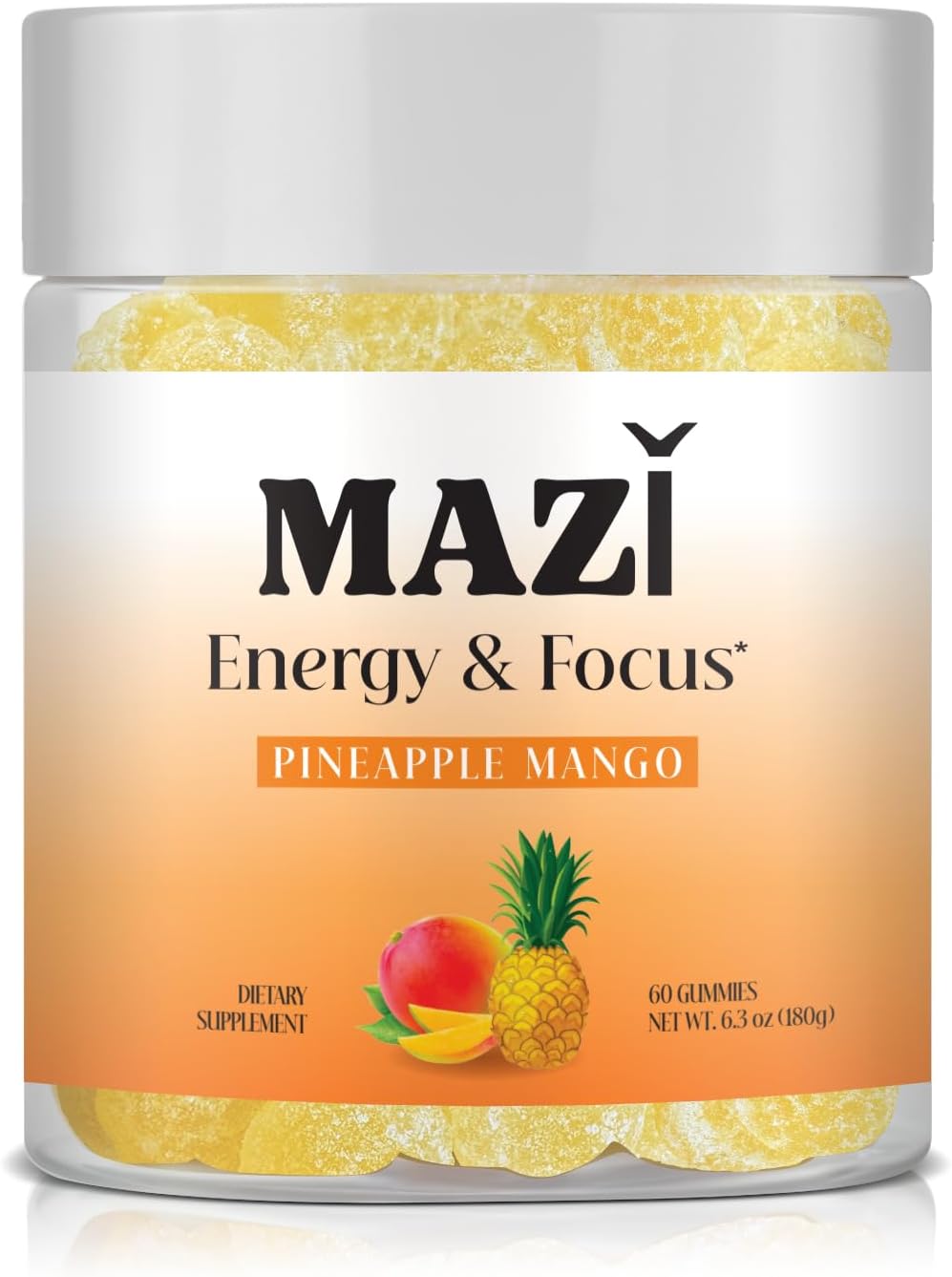 Energy & Focus Gummies | 100mg Natural Caffeine + L-Theanine + Vitamin B6 & B12 + CoQ10 | Nootropic Cognitive Brain Performance Supplement | No Crash or Jitters