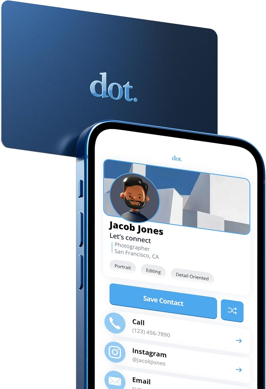 dot. Card - Digital Business Card - Tap Compatible with iPhone & Android (Blue)
